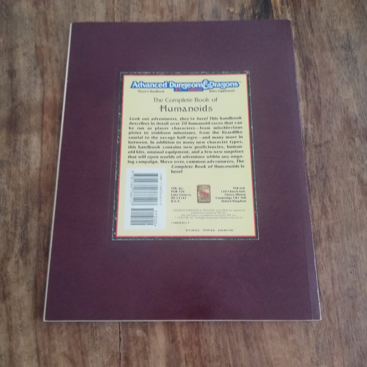 AD&D The Complete Book of Humanoids TSR 2nd Ed - AllRoleplaying.com