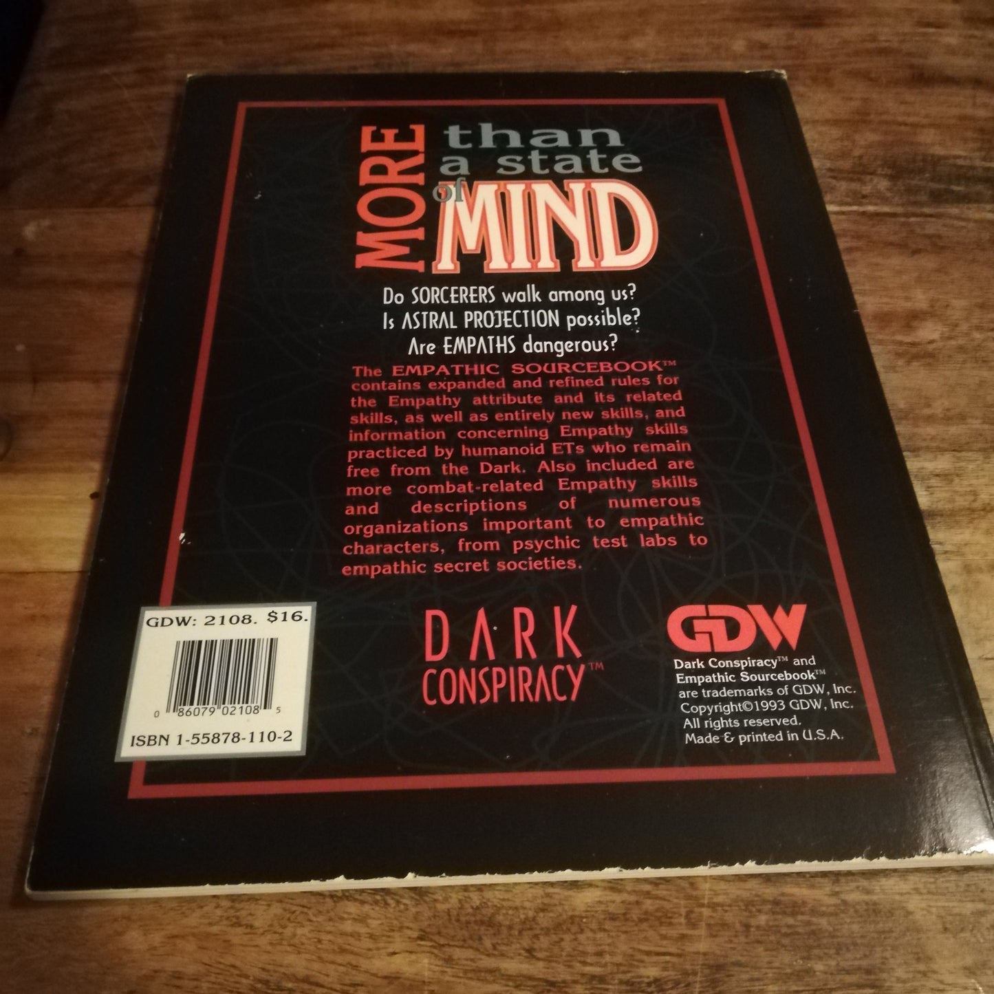 DARK CONSPIRACY EMPATHIC SOURCEBOOK GDW - AllRoleplaying.com