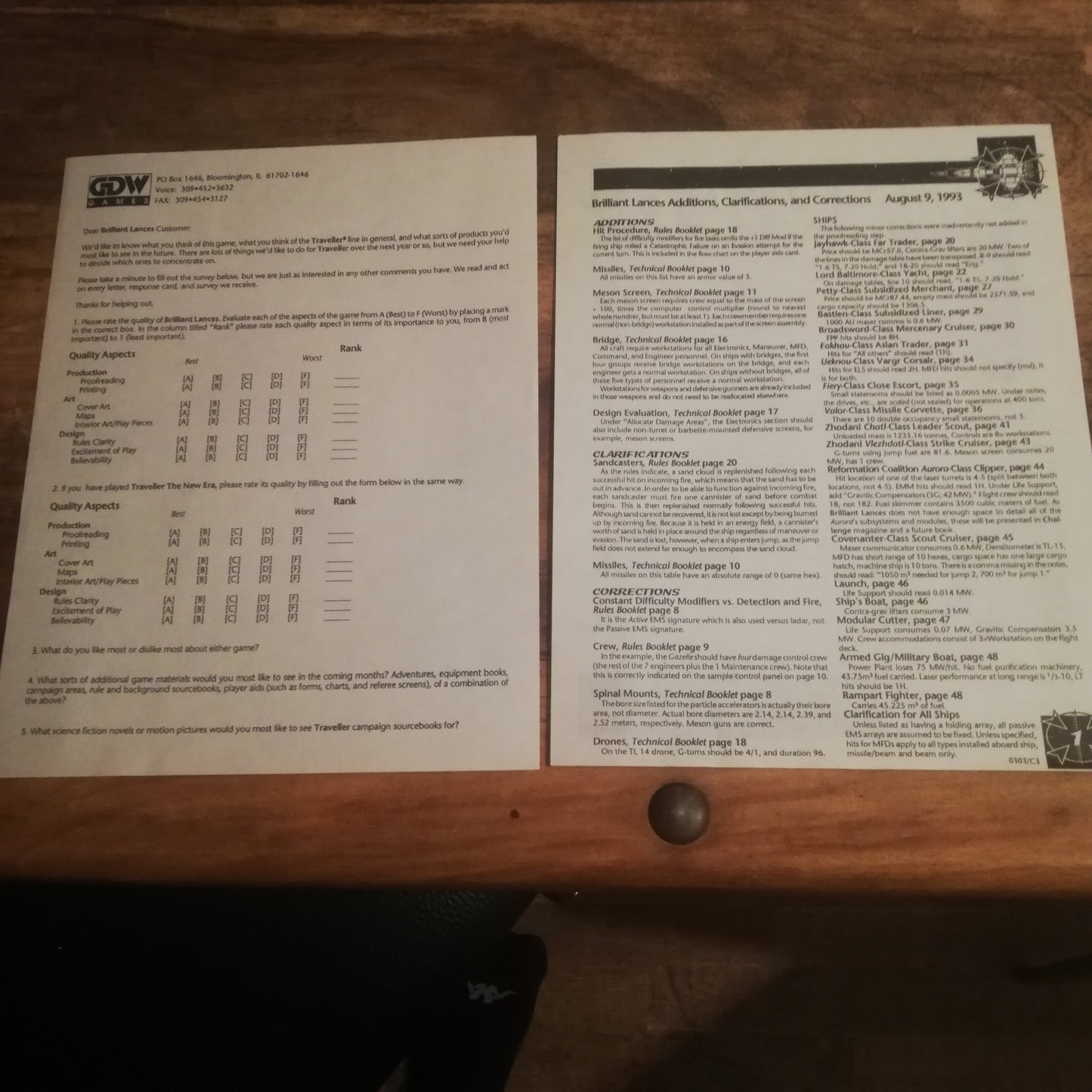 Traveller Starship Combat Game - Traveller Box Set - The Next Era - Brilliant Lances GDW - AllRoleplaying.com