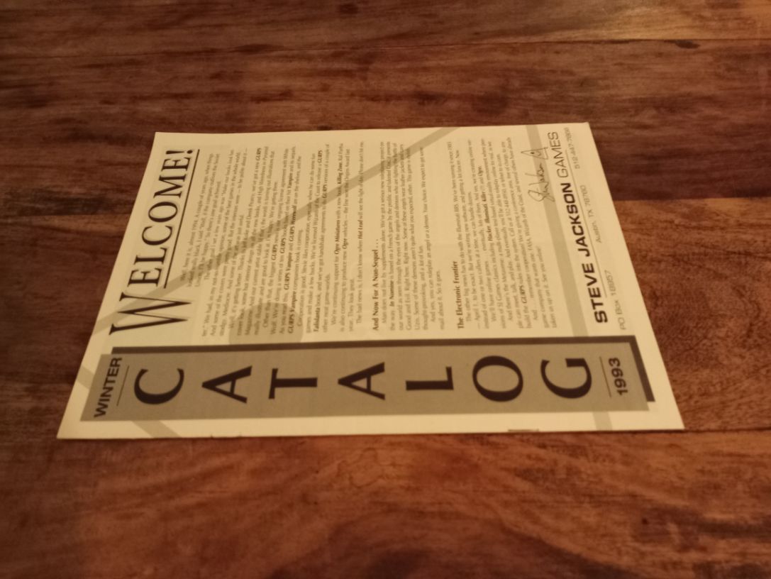 Steve Jackson Games - Summer 1993 Catalog