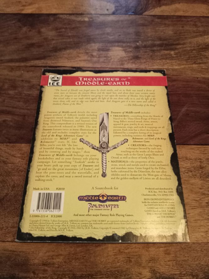 Middle-Earth Treasures of Middle-Earth 2st Ed I.C.E. #2010 MERP 1994