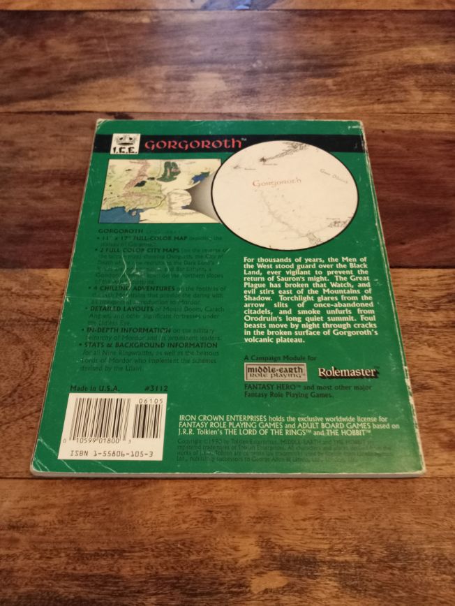 Middle-Earth Gorgoroth Middle-Earth Role Playing 1st Ed With Map I.C.E. 3112 MERP 1990