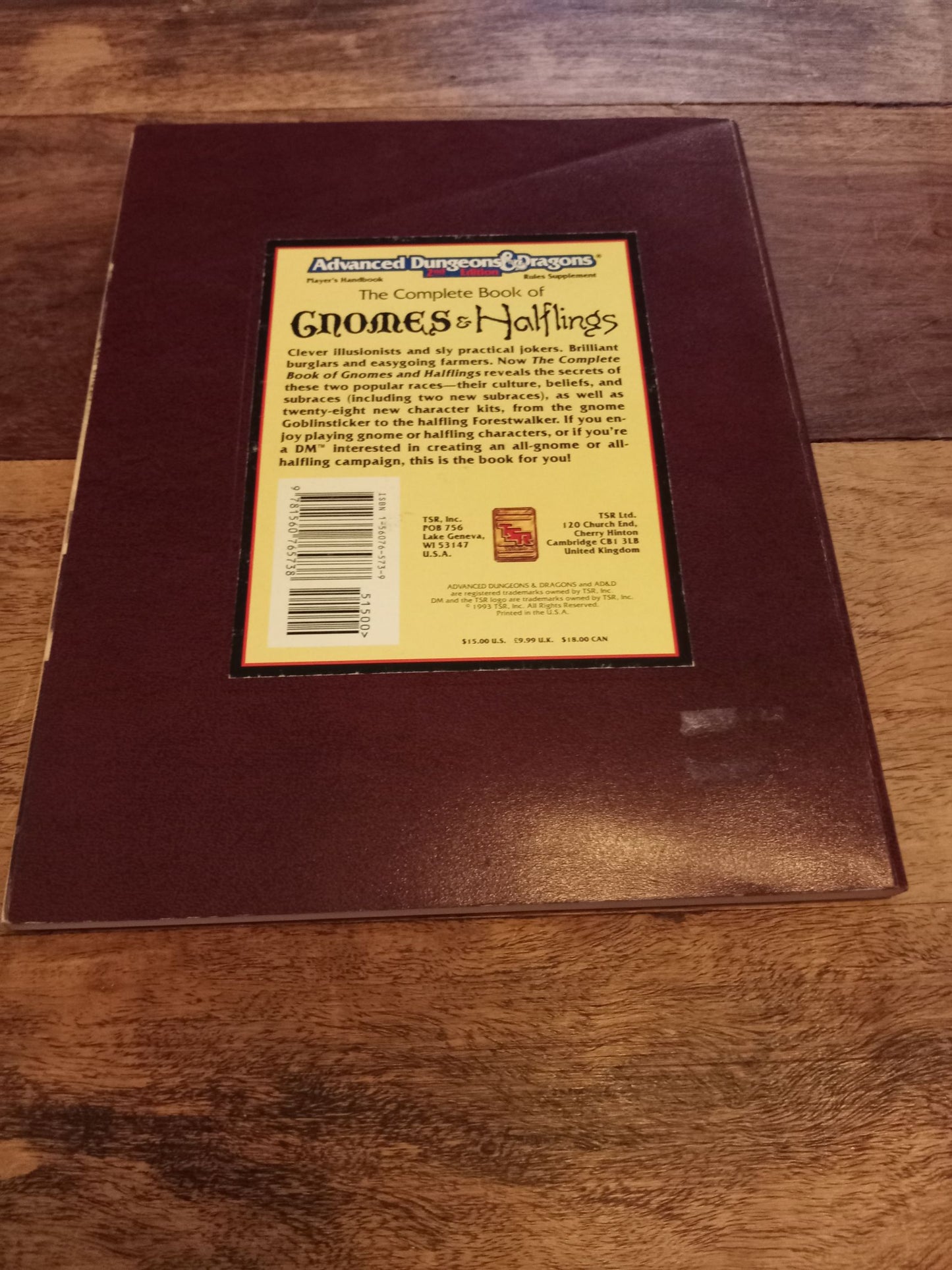 AD&D The Complete Book of Gnomes & Halflings AD&D 2nd Edition 1993 TSR 2134