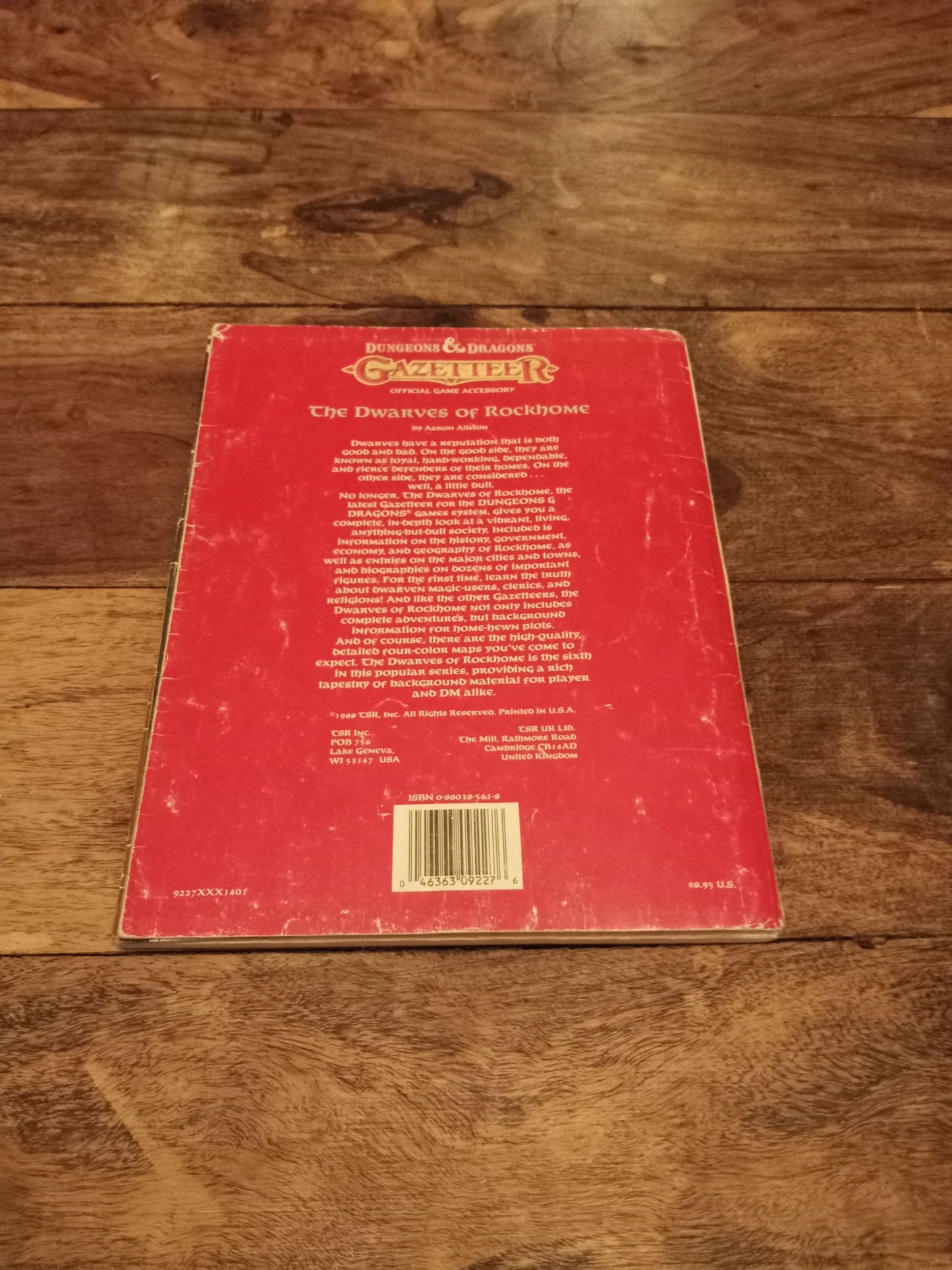 Gazetteer The Dwarves Of Rockhome With Map Dungeons & Dragons 9227 TSR 1988