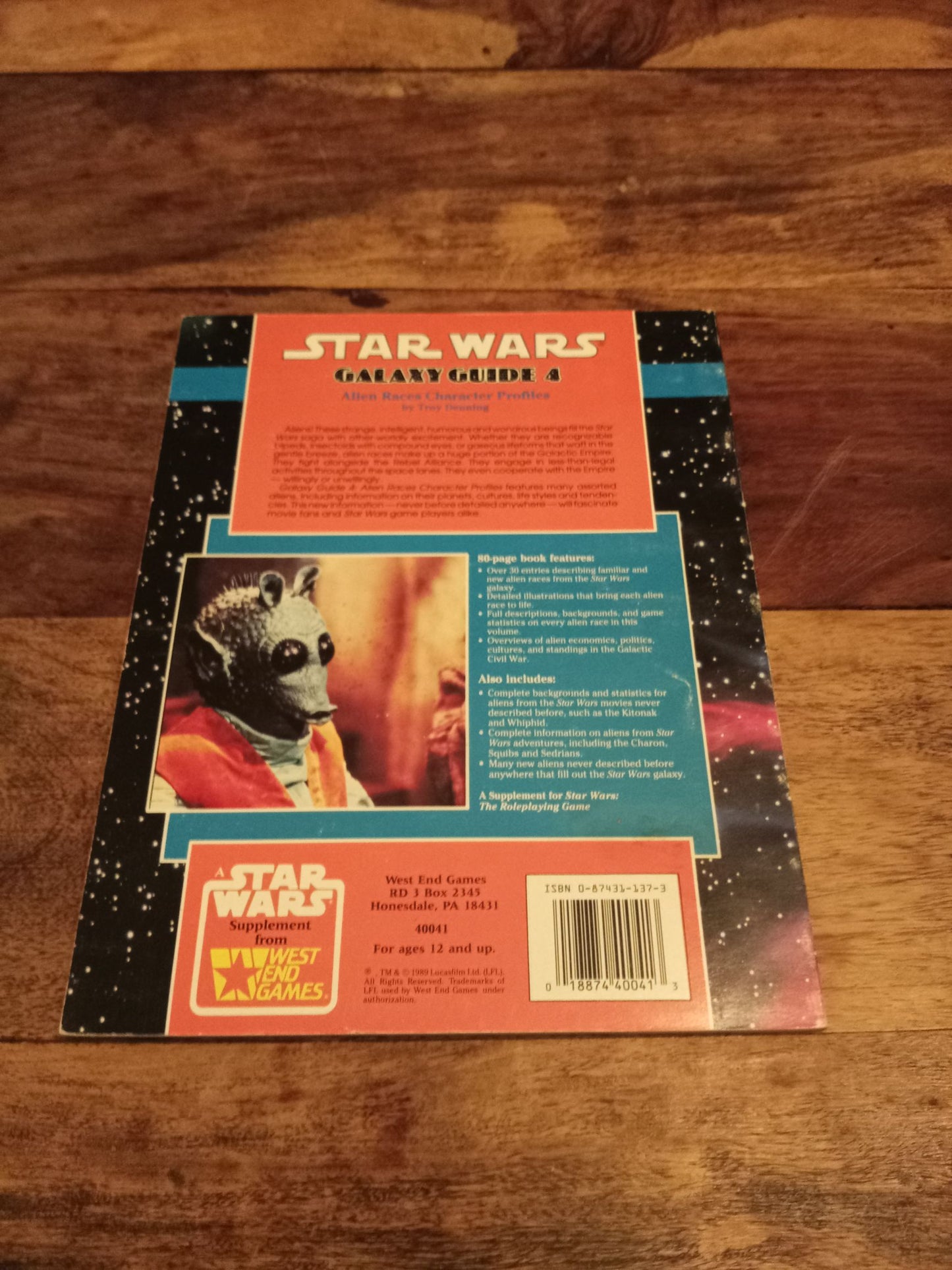 Star Wars Alien Races Galaxy Guide 4 West End Games First Edition 1989