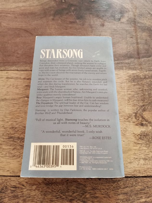 Starsong Dan Parkinson TSR Science-Fantasy Love Story 1989