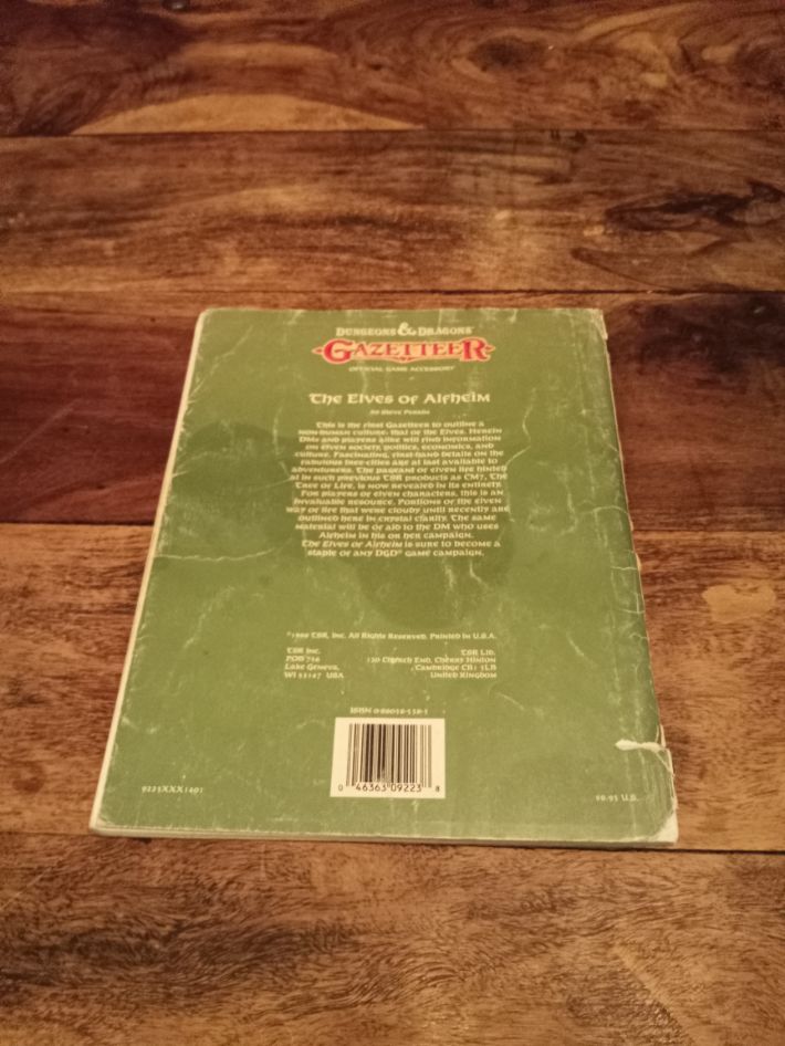 Gazetteer The Elves of Alfheim GAZ5 D&D TSR 9223 1988 With Map