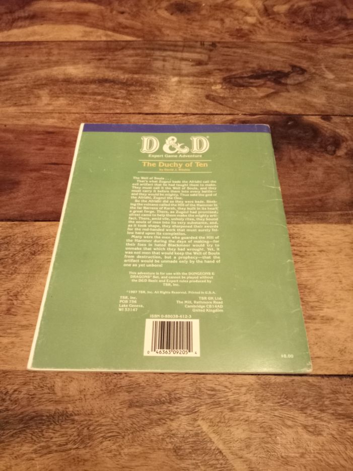 Dungeons & Dragons The Duchy of Ten TSR 9205 DA4 D&D 1987
