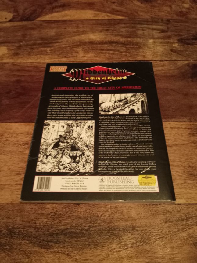 Warhammer Fantasy Roleplay Middenheim City of Chaos WFRP HP212 1998 With Map