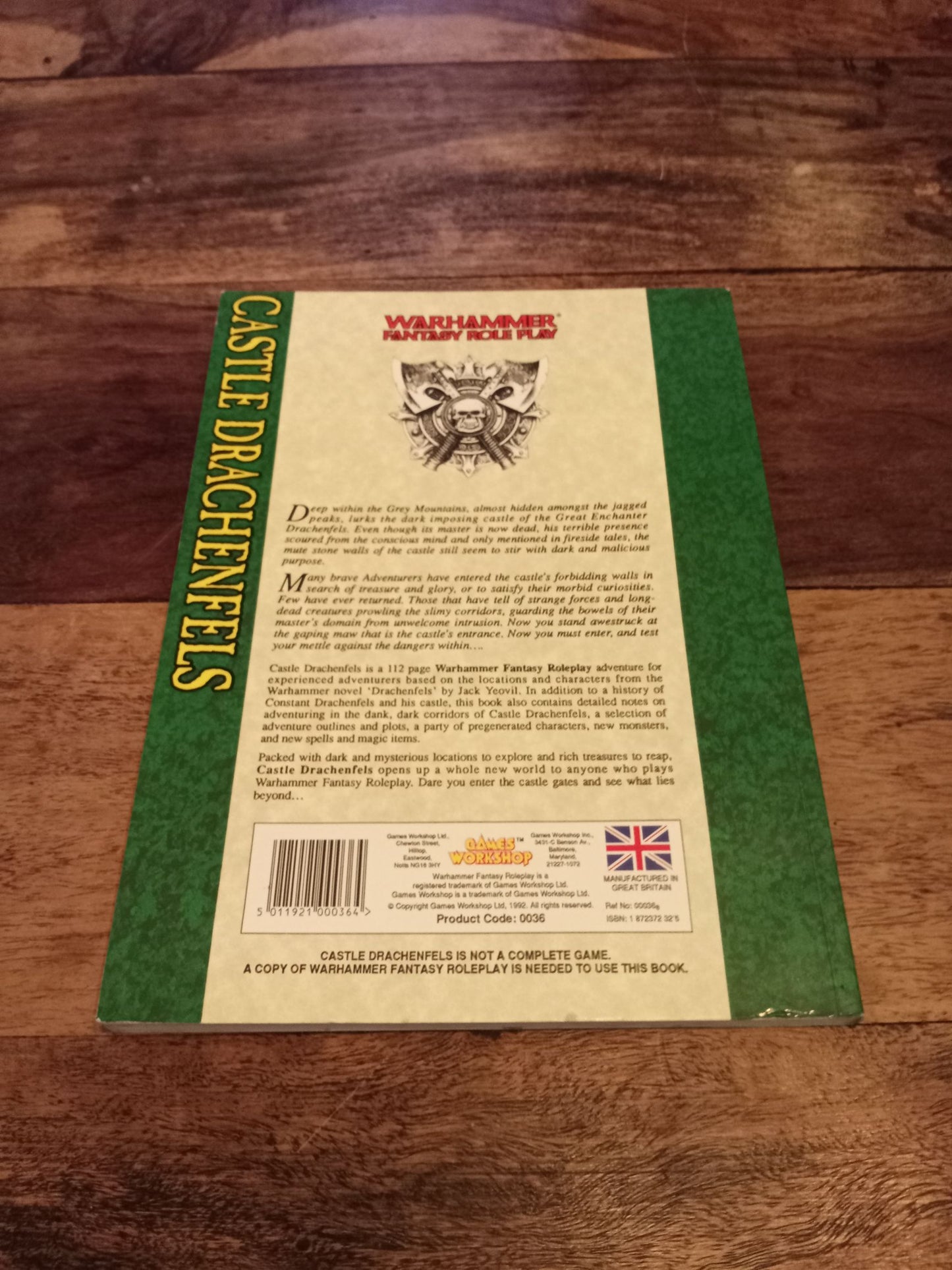 Warhammer Fantasy Roleplay Castle Drachenfels WFRP Games Workshop 1992