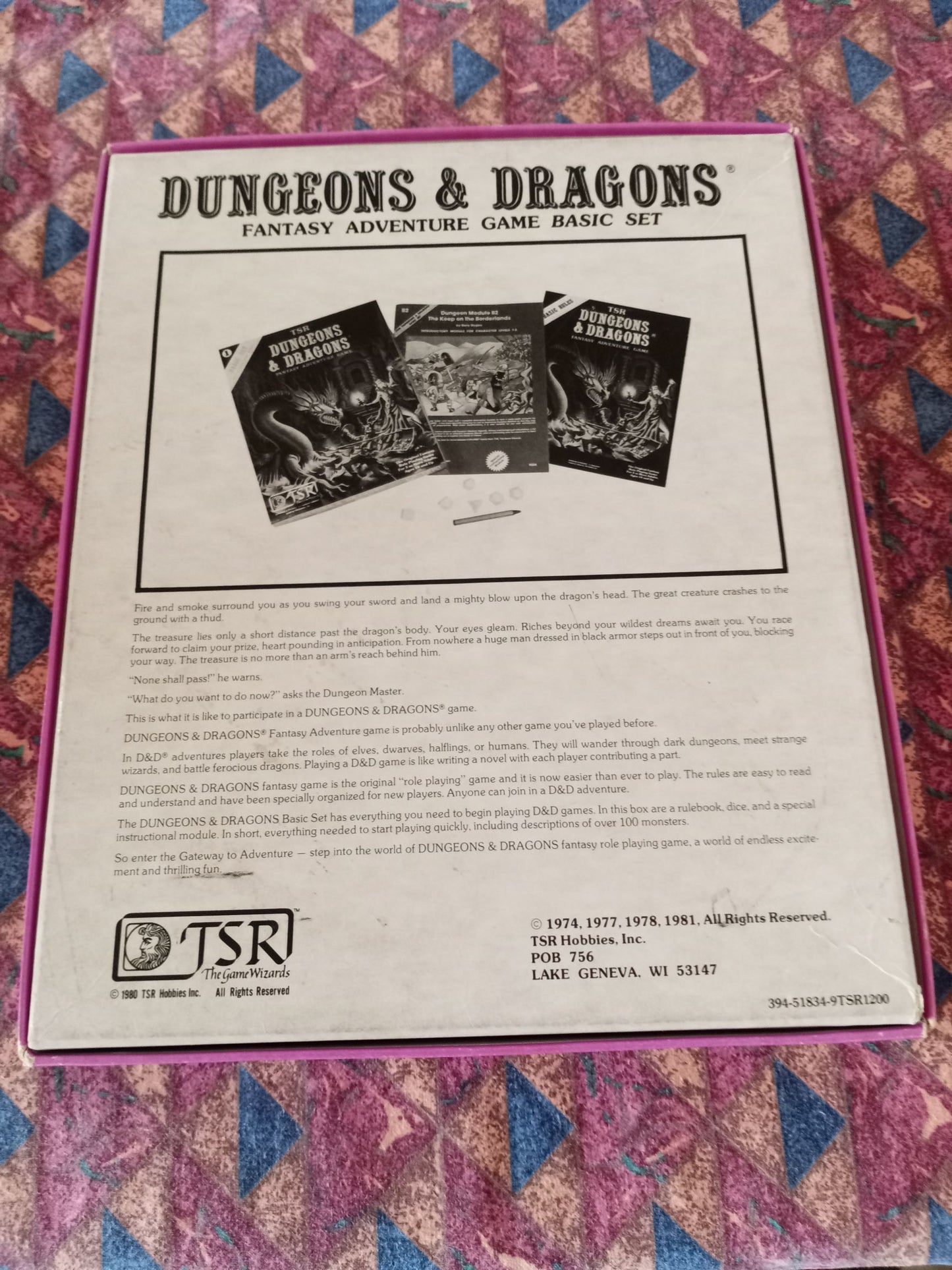 Dungeons & Dragons Basic Rules Box Set 1 Vintage TSR 1011 1980 NEAR MINT