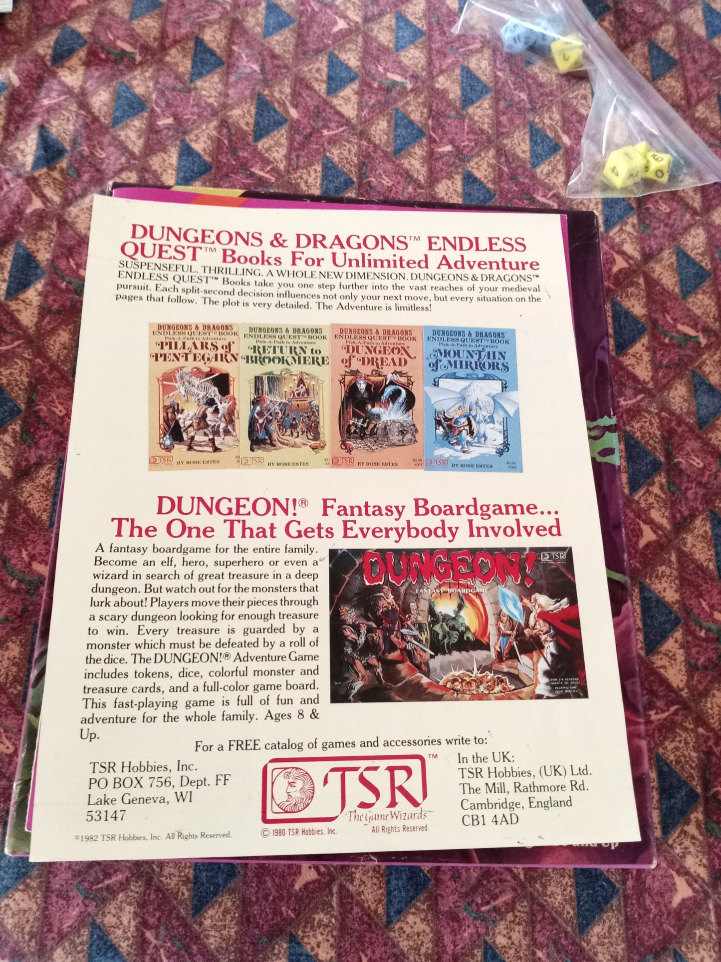 Dungeons & Dragons Basic Rules Box Set 1 Vintage TSR 1011 1980 NEAR MINT