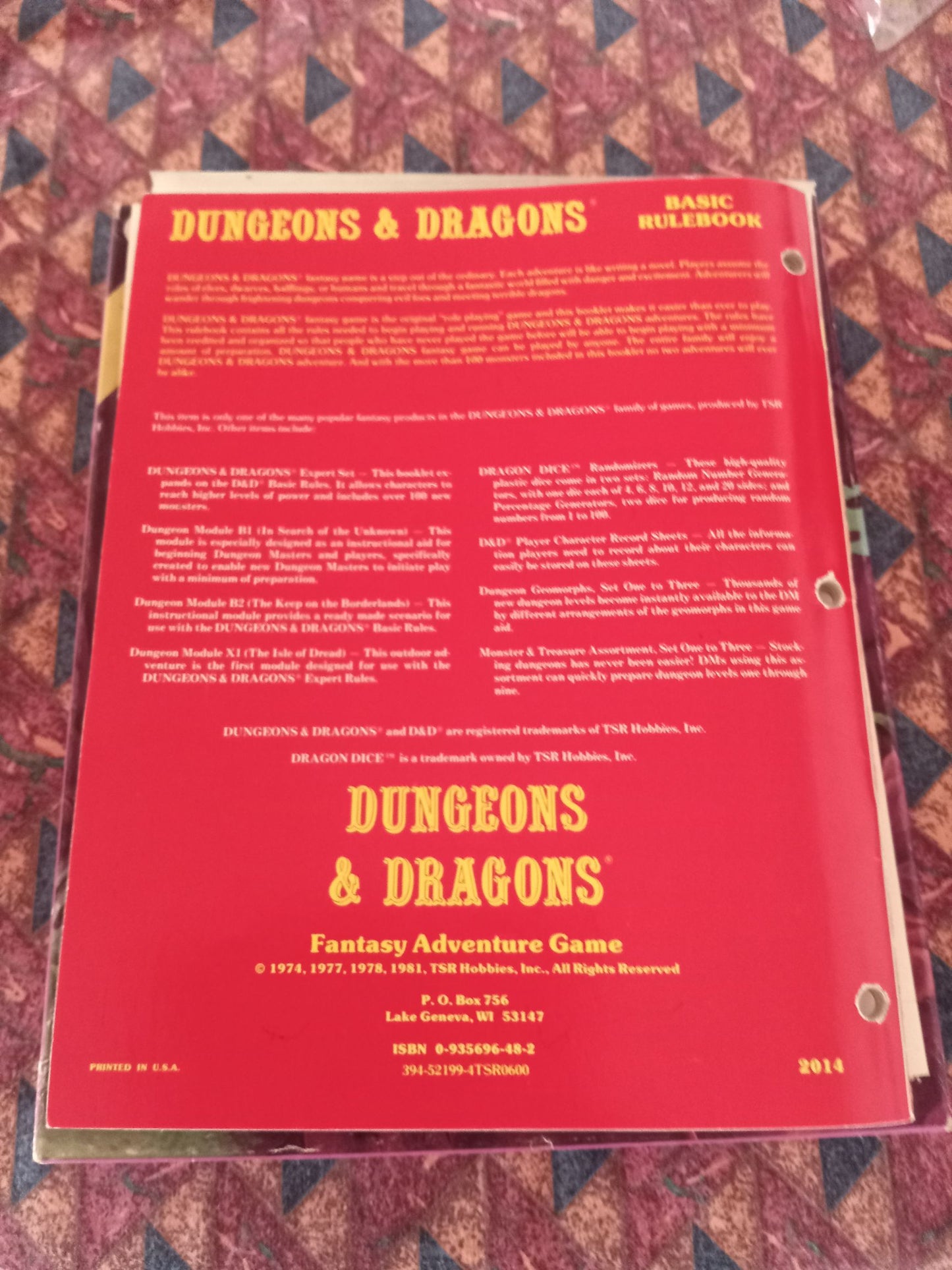 Dungeons & Dragons Basic Rules Box Set 1 Vintage TSR 1011 1980 NEAR MINT