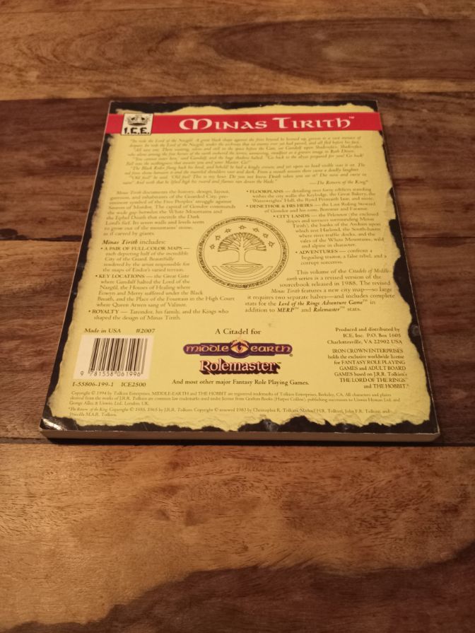 Middle-Earth Minas Tirith Middle-Earth Role Playing 2nd Ed I.C.E. #2007 With Maps MERP 1994