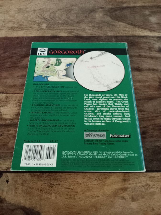 Middle-Earth Gorgoroth Middle-Earth Role Playing 1st Ed I.C.E. 3112 MERP 1990