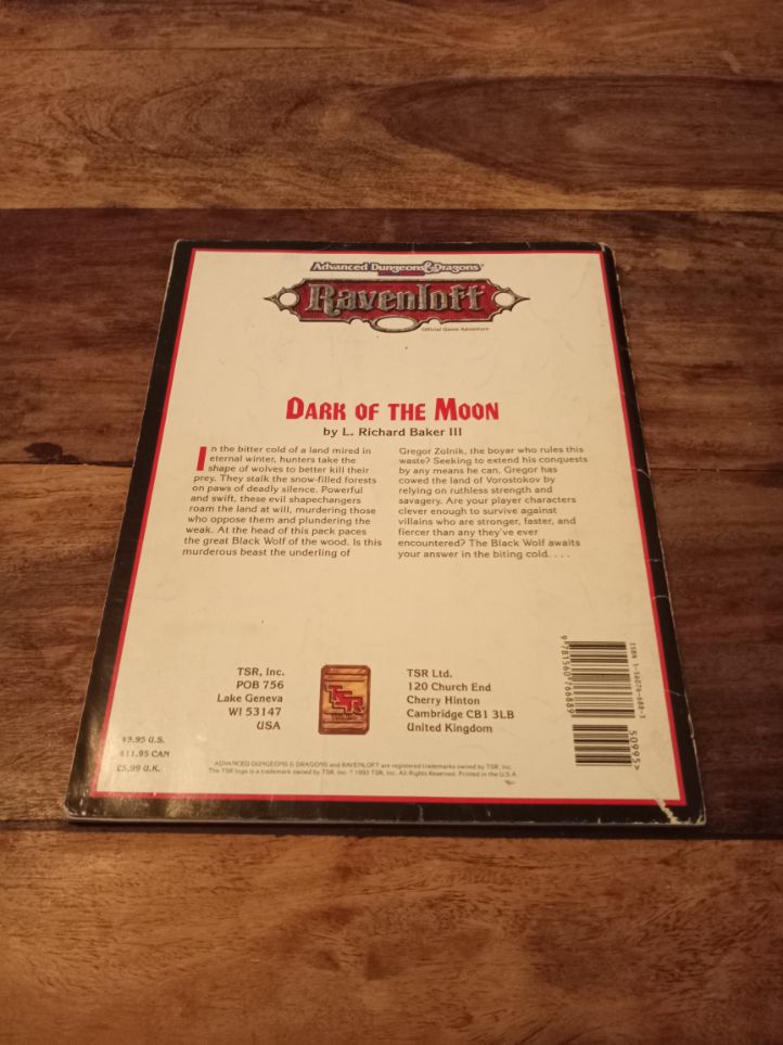Ravenloft Dark of the Moon TSR 9419 AD&D 2nd Edition 1993