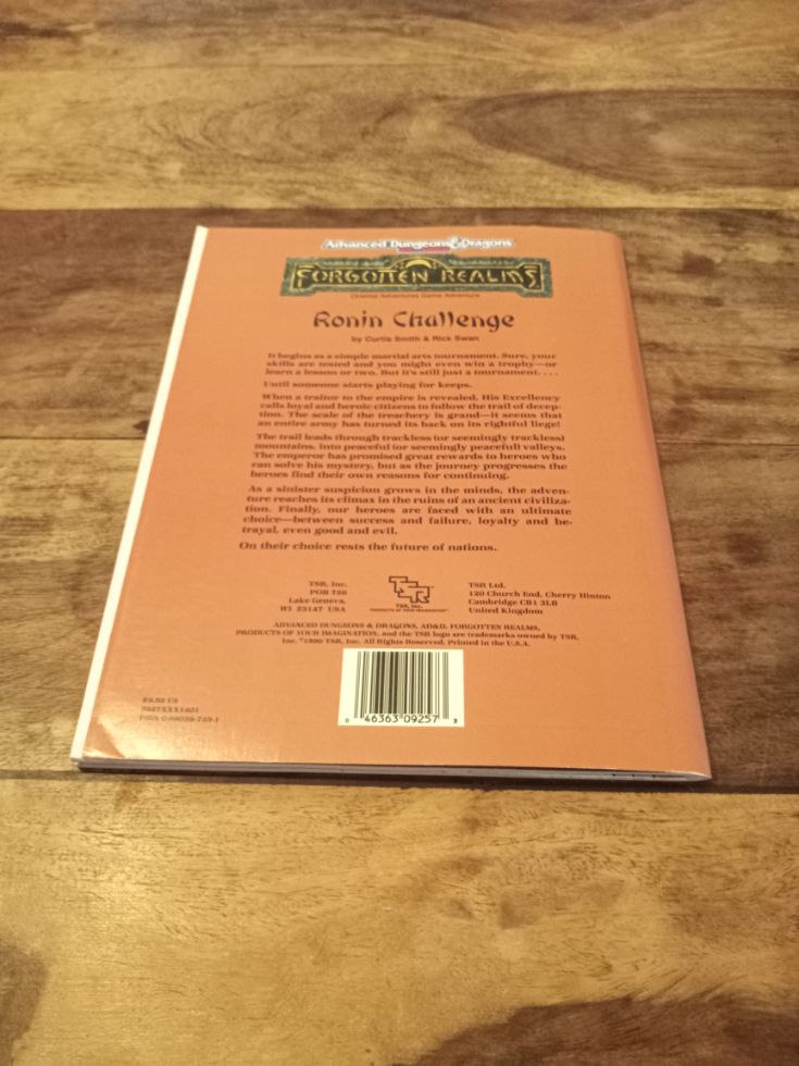Forgotten Realms Ronin Challenge Oriental Adventures With Maps TSR 9257 AD&D 2nd ed OA6 1990