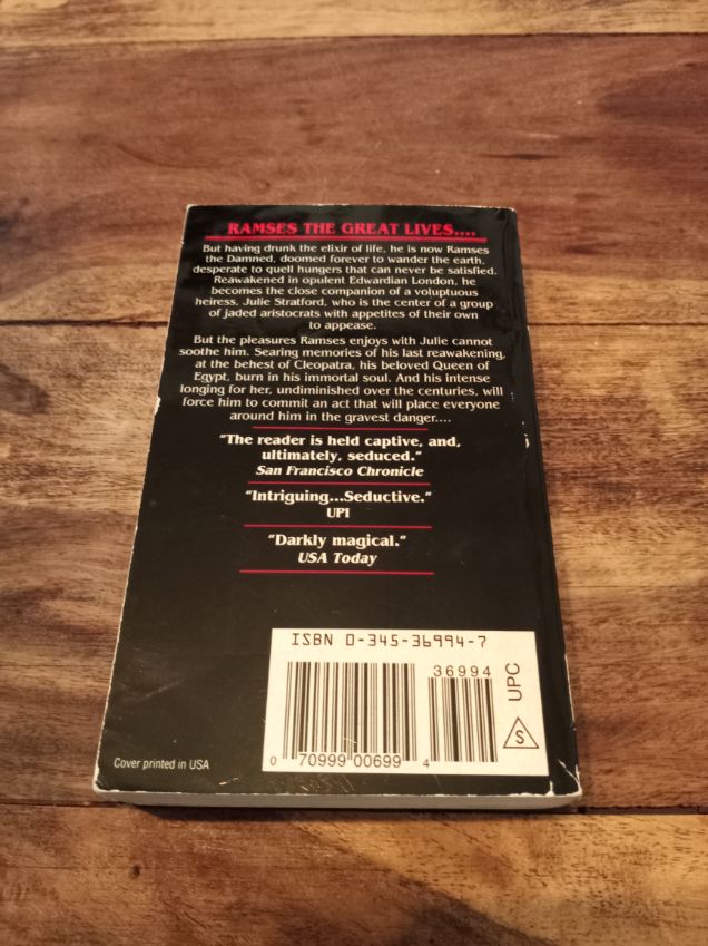 The Mummy Or Ramses the Damned Anne Rice 1989