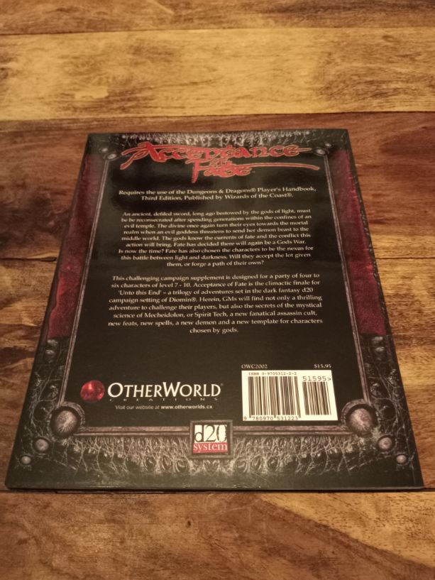 Acceptance of Fate Unto this End #3 d20 OWC 2002 OtherWorld Creations 2002
