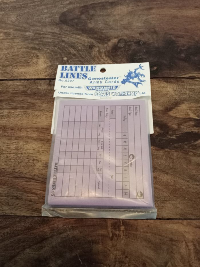Warhammer Army Cards Genestealer Battle Lines Army Cards Games Workshop (New) 1994