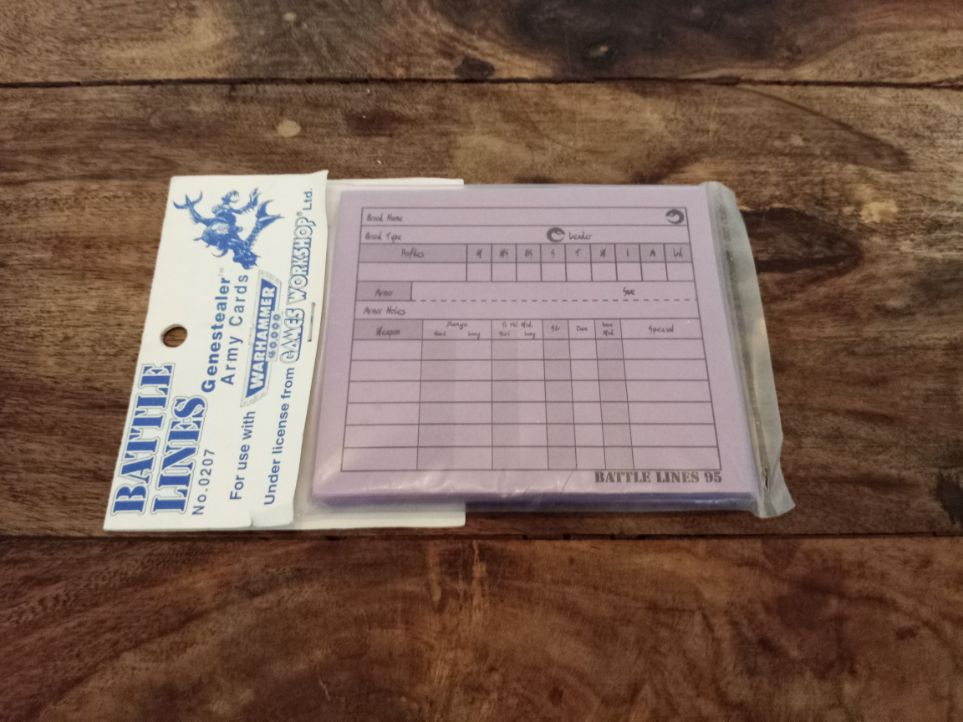 Warhammer Army Cards Genestealer Battle Lines Army Cards Games Workshop (New) 1994