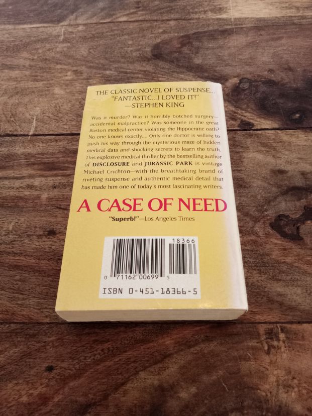 A Case Of Need Michael Crichton 1993