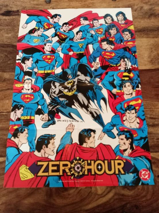 ZERO HOUR Batman Superman (1994) DC Comics 18" x 28" 2-sided promotional poster
