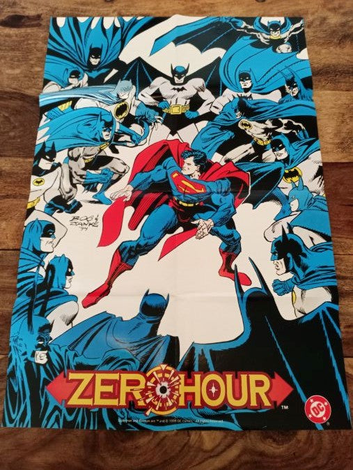 ZERO HOUR Batman Superman (1994) DC Comics 18" x 28" 2-sided promotional poster