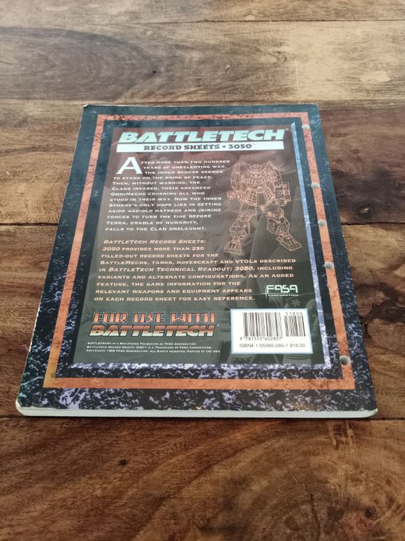 Battletech Record Sheets 3050 Battletech #1696 FASA 1996