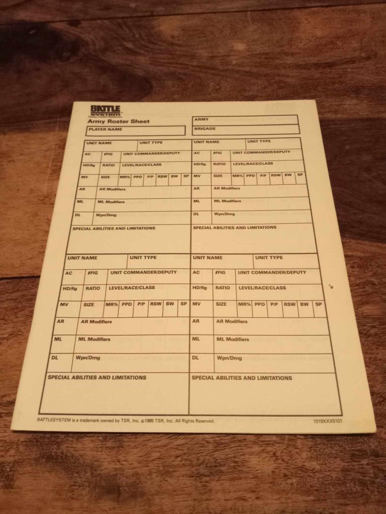 AD&D Battle System Fantasy Combat Book Rules & Sheets TSR 1995