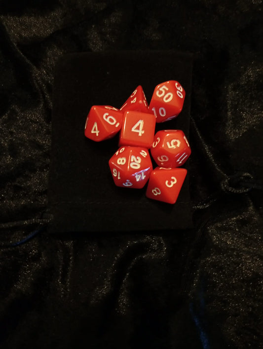 Dice set: 7-piece set/Dice Bag one D4, D6, D8, D10, D12, D20 and D100 D10 Procent