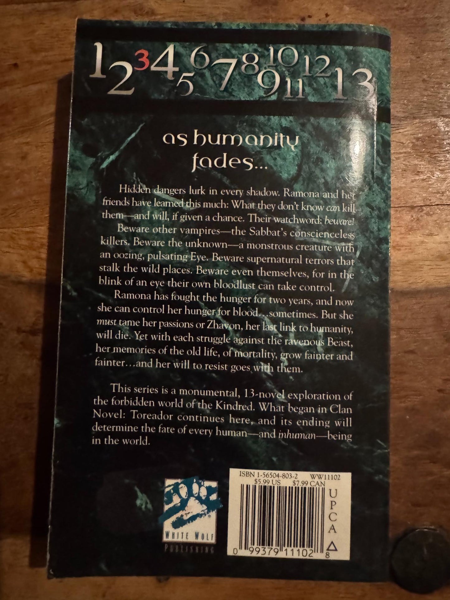 Vampire The Masquerade Clan Novel Gangrel #3 World of Darkness White Wolf 1999