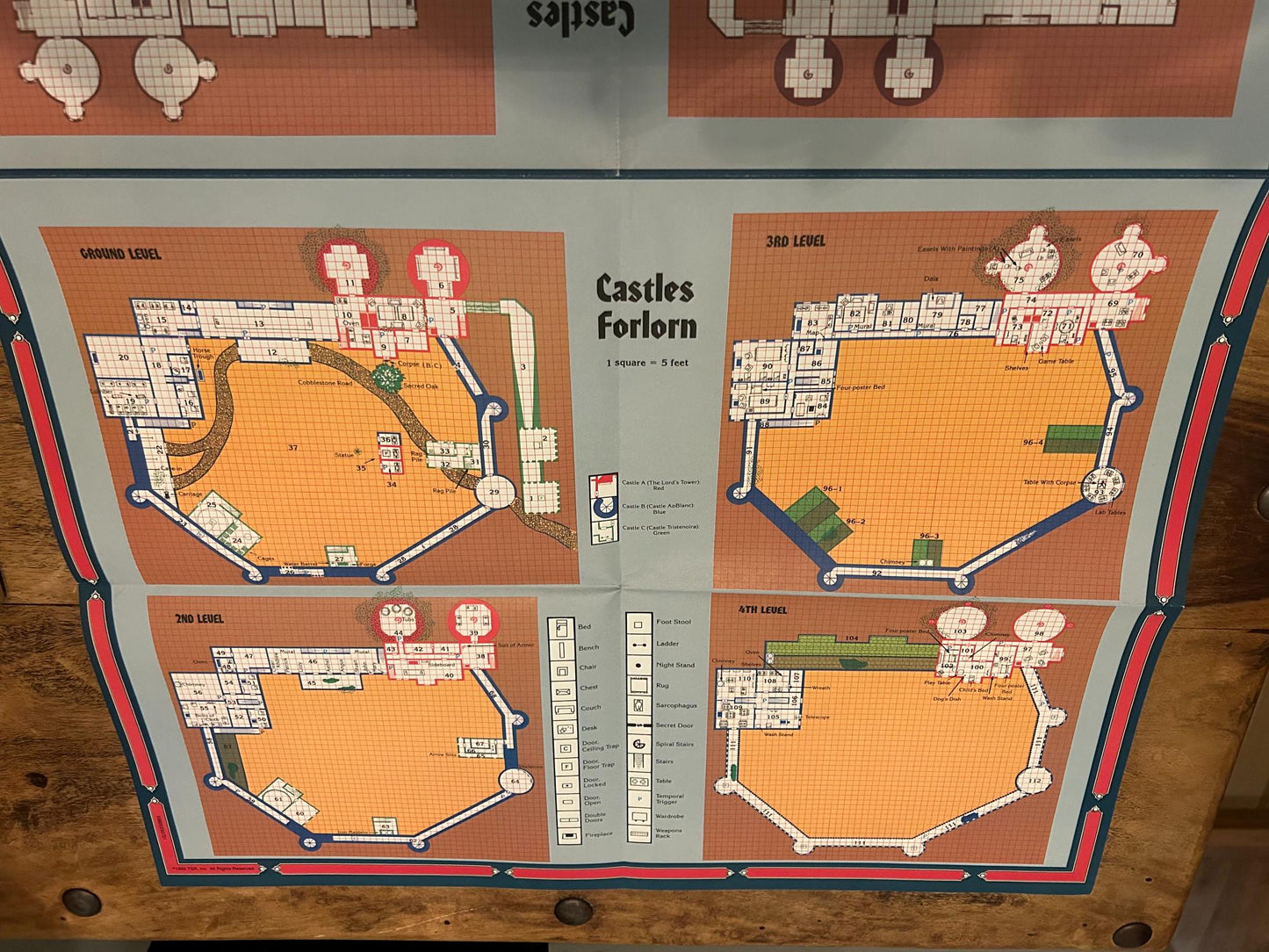 Ravenloft Castles Forlorn Map TSR 1088 AD&D 1993