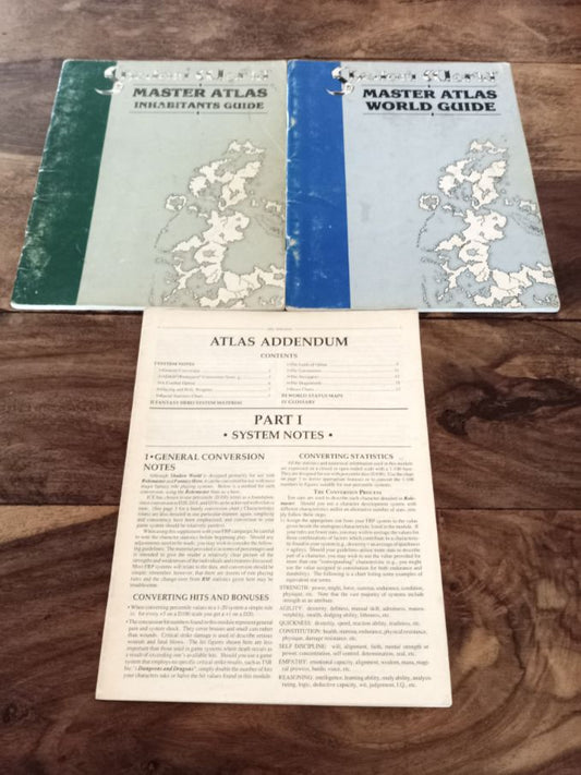 Shadow World Master Atlas World Guide, Inhabitants Guide and Addendum I.C.E. 1989