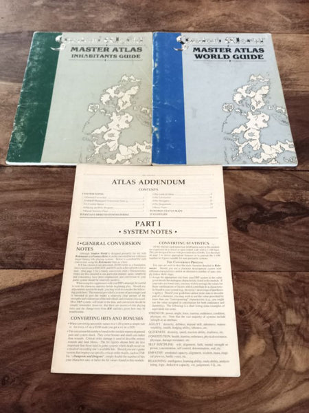 Shadow World Master Atlas World Guide, Inhabitants Guide and Addendum I.C.E. 1989