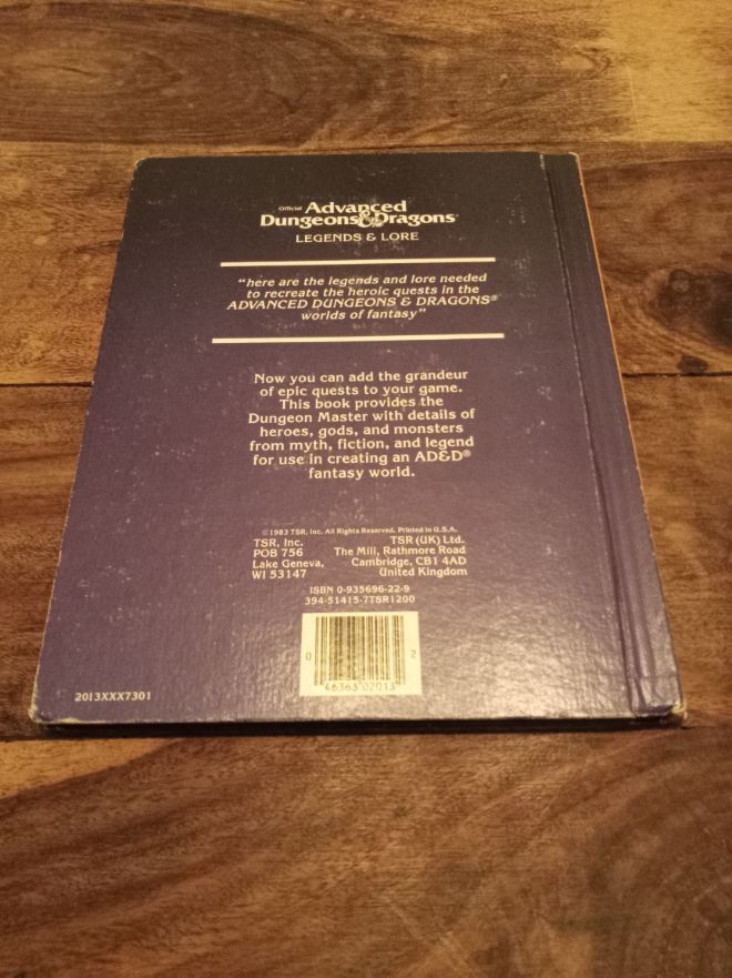 AD&D Legends & Lore Hardcover TSR 1985