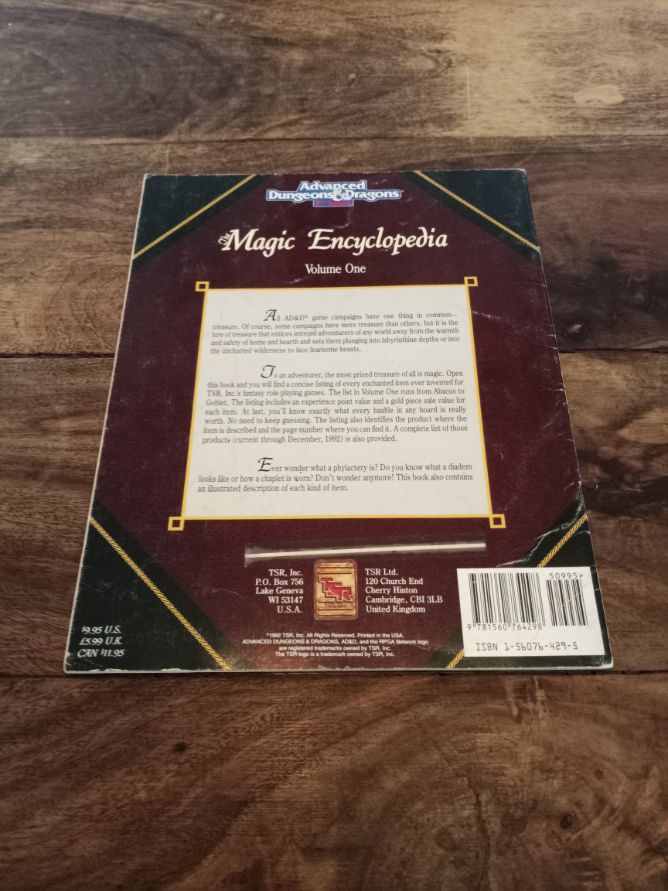 The magic encyclopedia Volume One TSR 9293 AD&D 1992