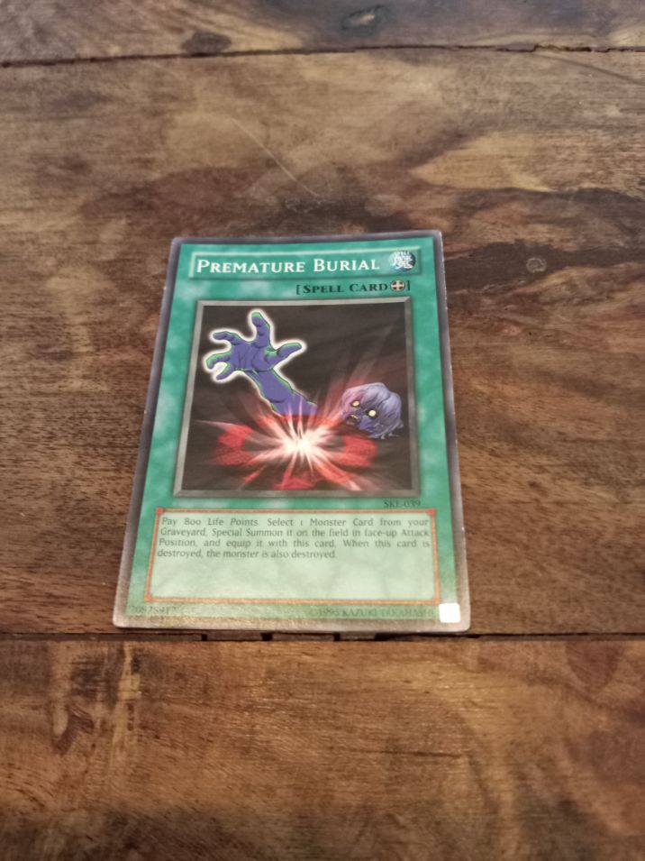 yugioh burial cards Faded premature burial. I used to have this card in my deck may be 1st or Unlimited Edition Card of Burial Magic Card