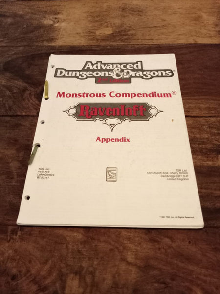 AD&D Ravenloft Monstrous Compendium Appendix #1 TSR 2122 AD&D 2nd Ed 1991