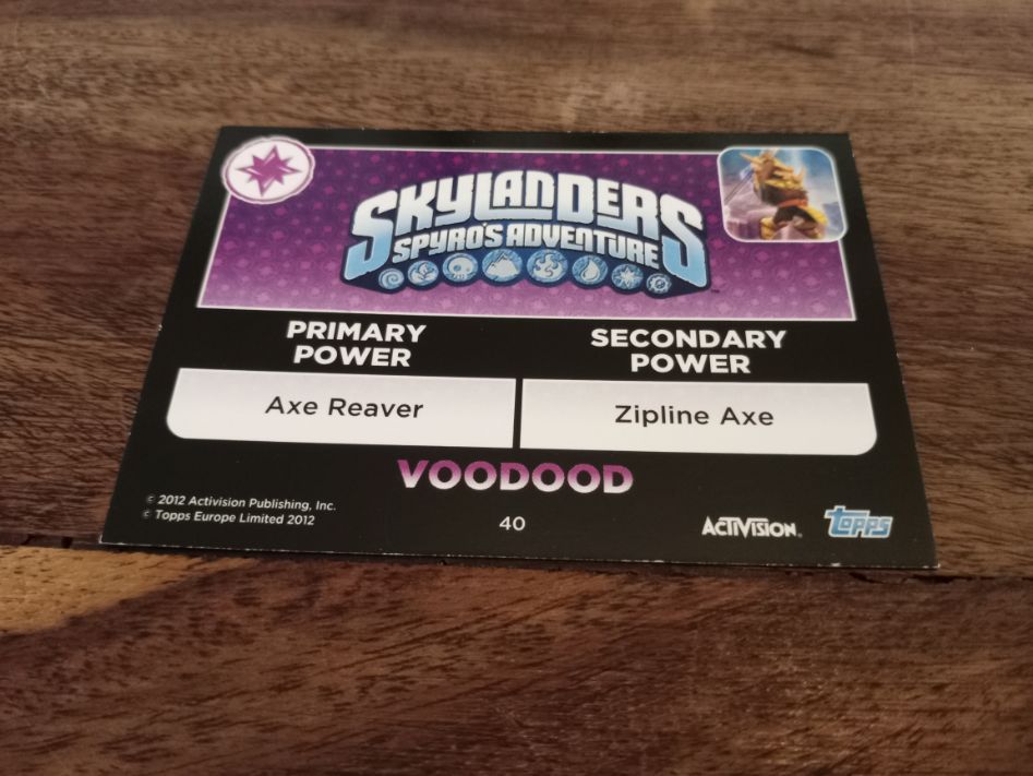 Skylanders Woodood Trading Cards