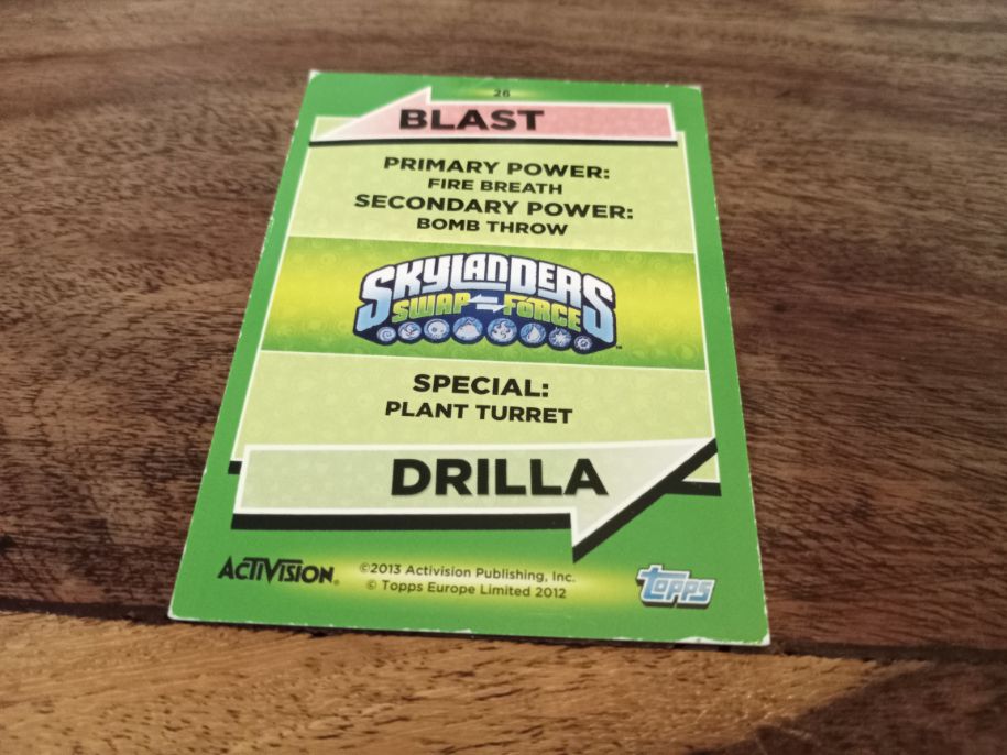 Skylanders Blast Drilla 26 Topps Trading Cards