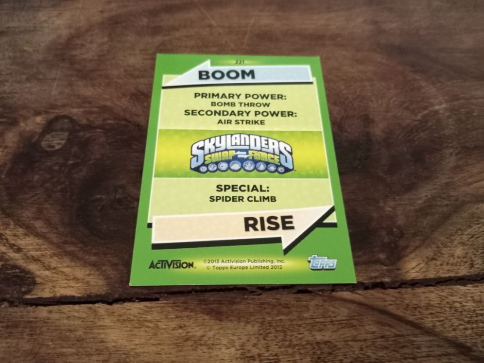 Skylanders Boom Rise 221 Topps Trading Cards