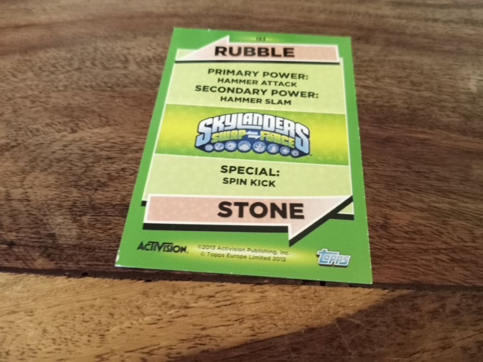 Skylanders Rubble Stone 193 Topps Trading Cards