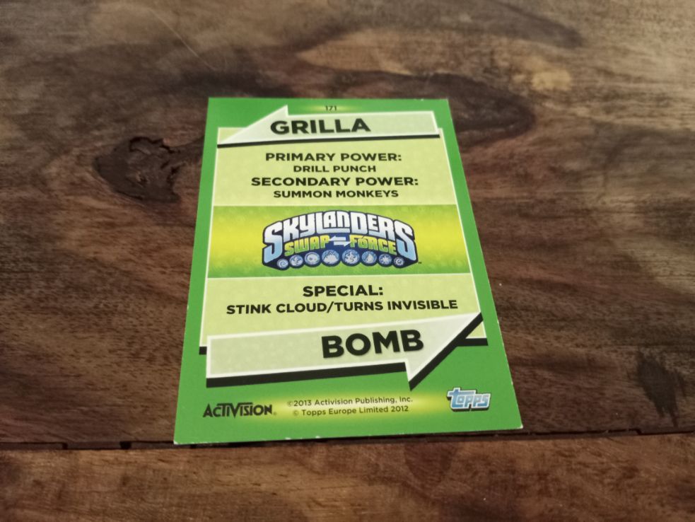 Skylanders Grilla Bomb 171 Topps Trading Cards