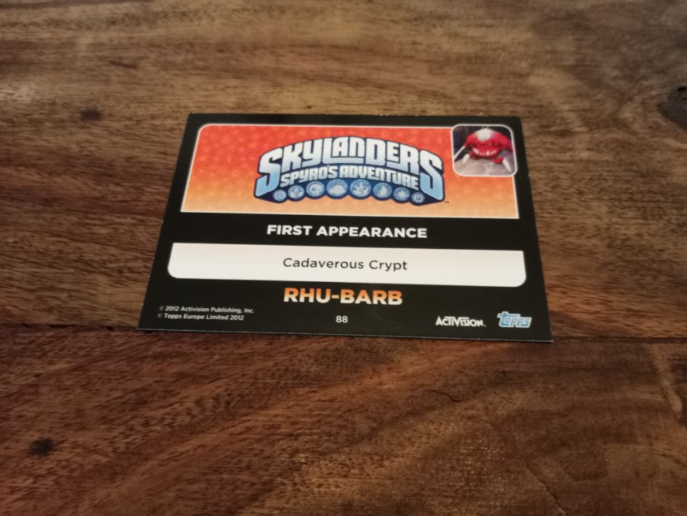 Skylanders RHU-BARB 88 Topps Trading Cards