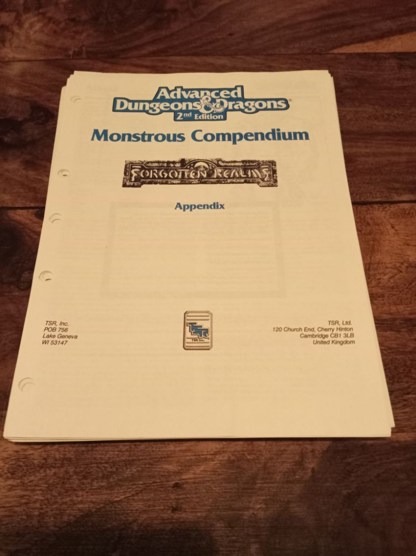 Forgotten Realms Monstrous Compendium Appendix TSR 2125 AD&D 2nd ed MC11