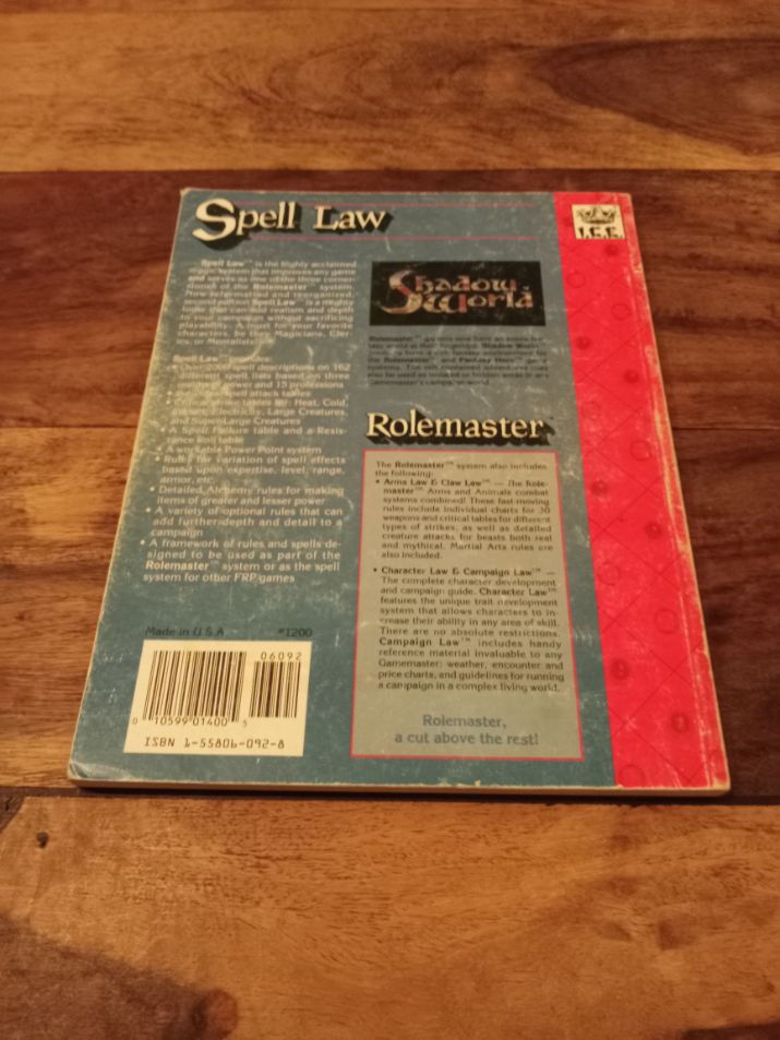 Rolemaster Spell Law 2rd Ed I.C.E.