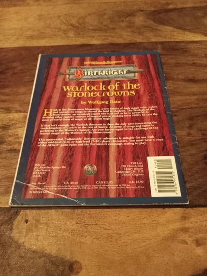 AD&D Birthright Warlock of the Stonecrowns TSR 3110 Dungeons & Dragons TSR 1995
