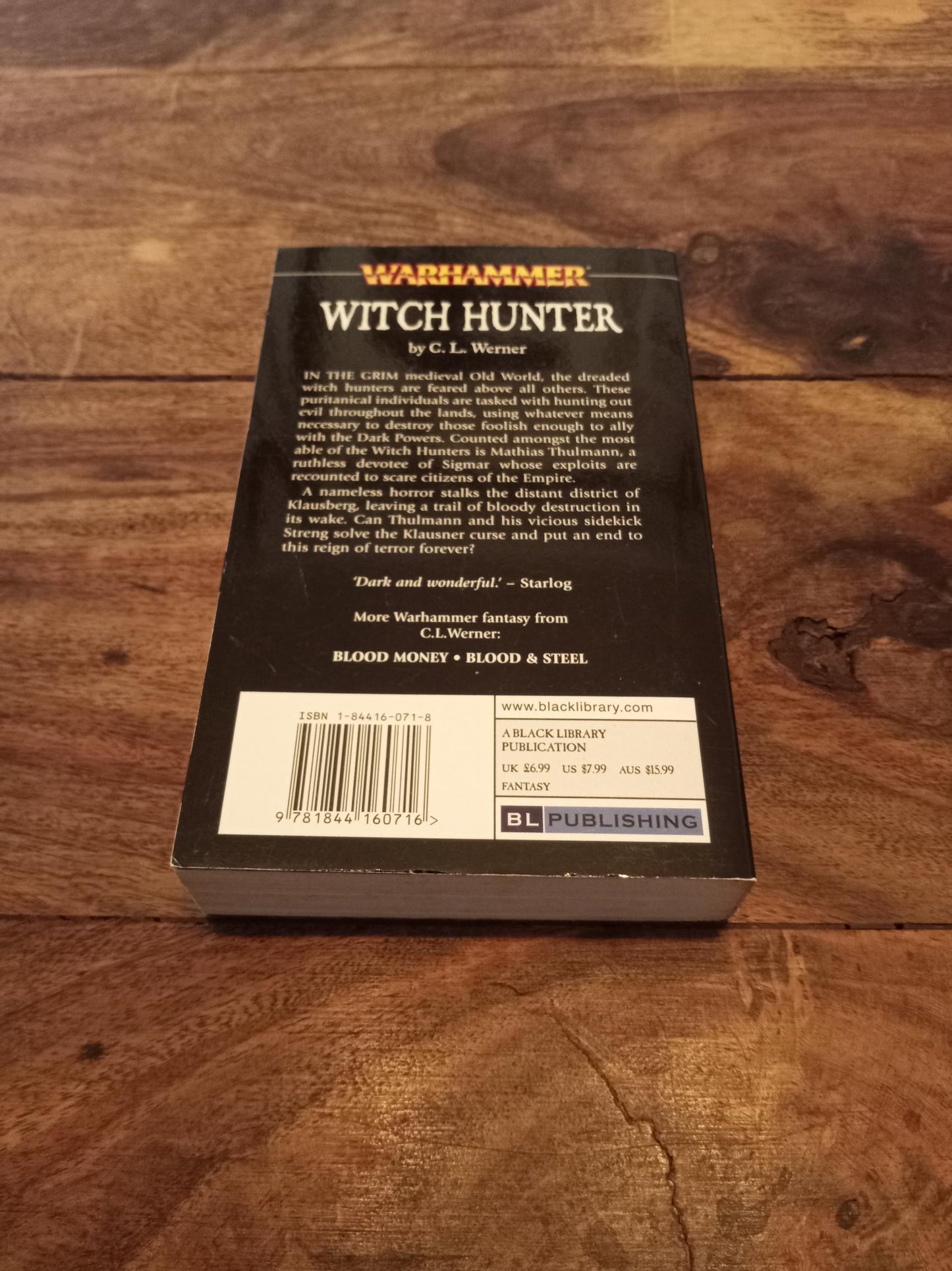 Warhammer Fantasy Witch Hunter C.L. Werner Black Library 2004