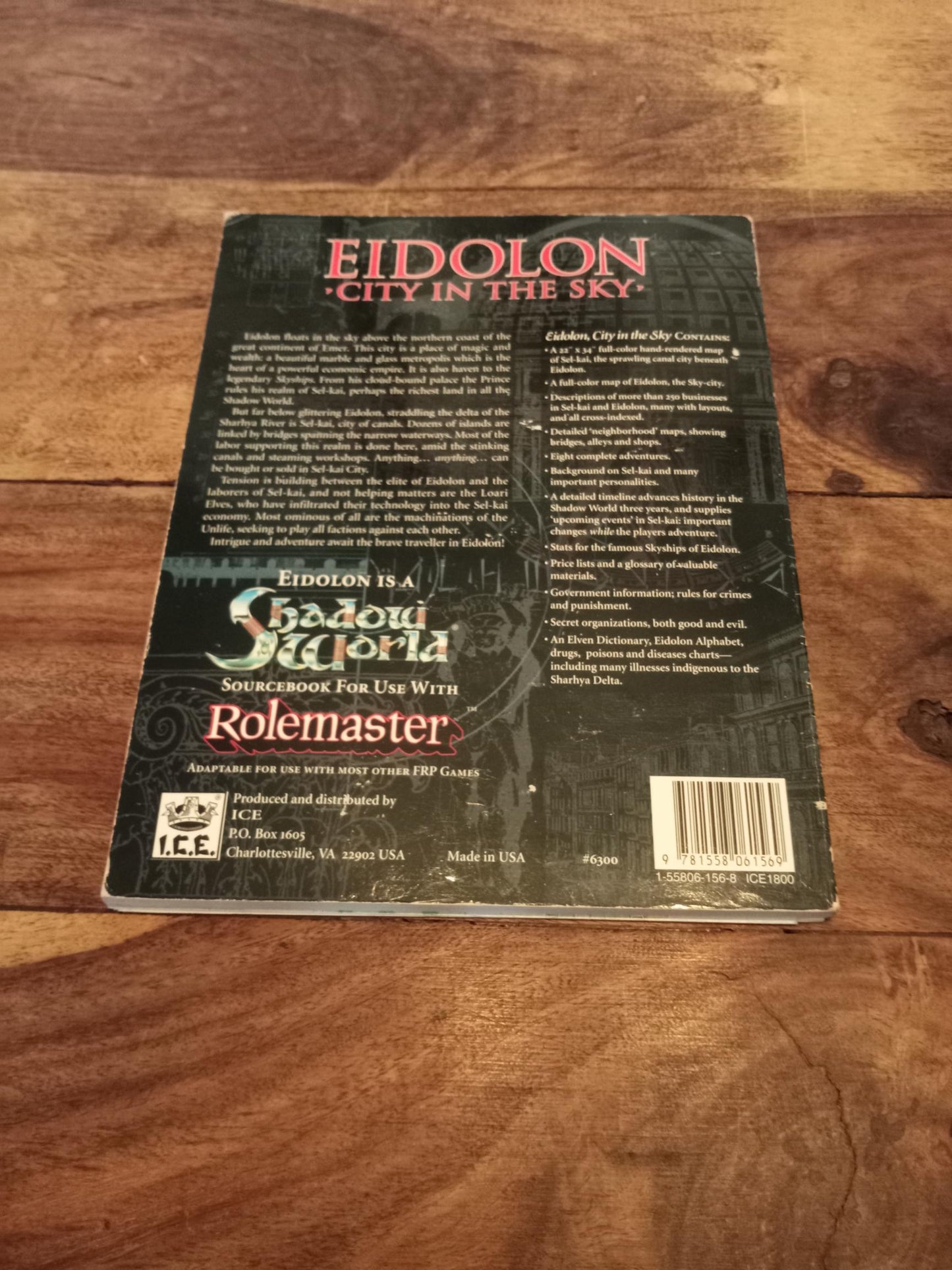 Shadow World Eidolon City in the Sky With Map I.C.E. 6300 Rolemaster 1992